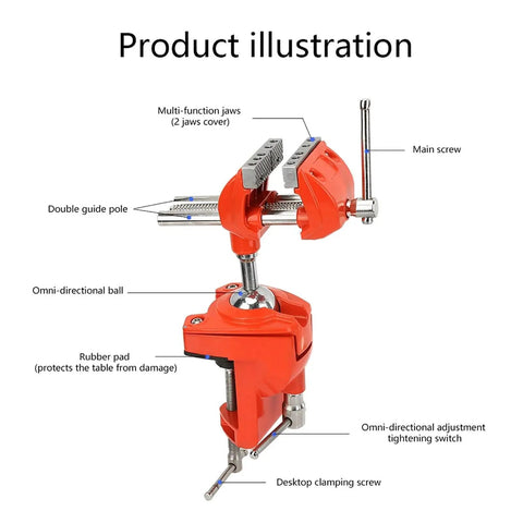 Two Piece 70mm Adjustable Mini 360 Degree Swivel Vise For Workbench And Wood Milling Rock Solid Clamp Jaw For Precision Woodworking