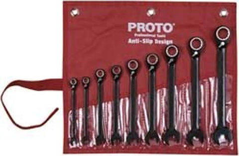 9 Pc Black Chrome Reversible Combo Ratchet Wrench Set With Spline Wrenches For Fractional 4 6 12 Point And Torx Fasteners