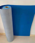 Heavy Duty Self Adhesive Asphalt Roofing Tape With Thick Aluminum Foil Rock Solid Shingle Repair Seal Waterproof Flashing Roll To Patch Up Leaky Sheds Shacks And Flat Roofs Real Quick Blue, rolled up showing gray side and blue surface.