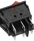 Heavy Duty Double Rocker DPST On Off 6 Pin Power Switch With Red Indicator Light For Industrial Equipment 16A 250V AC Panel Cutout 29x22mm UL VDE Certified Pack Of 2, 6-pin rear view