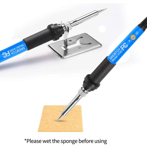 9 In 1 Soldering Kit With 60W Adjustable Temp Soldering Iron On Off Switch Quick Heat Up Includes 5 Tips Solder Wire Y Type Stand Light Blue Case For DIY Electronics And Pro Makers with soldering iron and Y-type stand