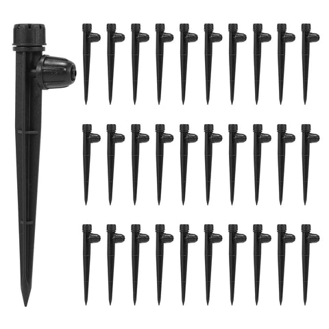 30 Pieces Drip Irrigation Emitters With Quick Connect And Adjustable 360 Degree Water Flow For One Quarter Inch Tubing