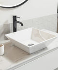 White Square Ceramic Countertop Vessel Sink For Bathroom 16 By 16 By 4.92 Inches Durable Ceramic With No Fuss Surface Mount Installation Sleek Modern Vanity Upgrade For A Fresh Look