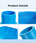 Close-up of blue Pool Vacuum Hose B Adapter Connector Kit With Clamps For Above Ground Pools, showing details and structure.