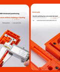 Door Hinge Jig Installation Kit with Adjustable Template and Milling Cutter, durable plastic, close-up view of measurements