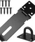 Stainless Steel 4 Inch Door Hasp Latch Lock With Fixing Screws Black Gate Hasp For External Doors Windows Cabinets and Sheds