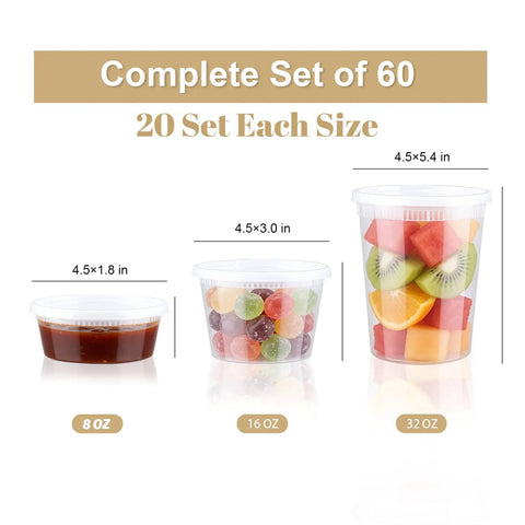 60 Pack Heavy Duty Plastic Deli Containers With Snap Secure Airtight Lids, Disposable Meal Prep Storage For Daily Grind And Streamlined Organization, Keep Food Fresh With Zero Drama