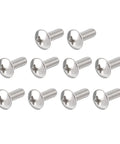 Heavy Duty Stainless Steel Phillips Head Machine Screws M4x12mm Pack Of 50 showing ten screws with phillips heads and a shiny finish.