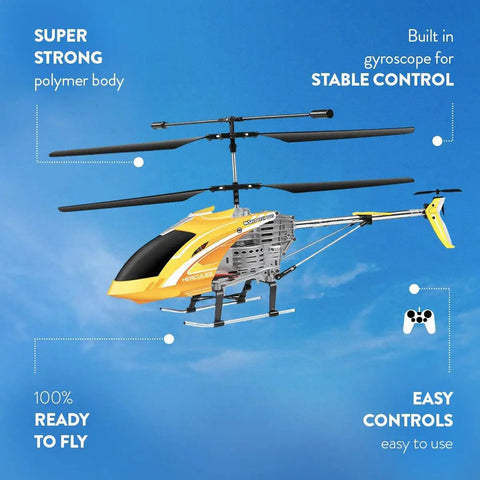 Unbreakable Gyro RC Helicopter with Three Point Five Channel Stability, Ultra Durable Polymer Frame for Indoor and Outdoor Flights, Red Edition in flight