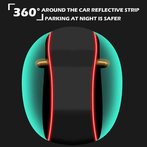 Heavy Duty Waterproof Car Cover For Tesla Cybertruck With Uv Protection Scratch Resistant Outdoor Weatherproof Shield Offering snug elastic hem fit visibility with reflective strips for night safety.