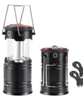 Two Pack Rechargeable Camping Lanterns With Dual Power Source Beaming 360 Degree Lantern Mode Forward Spotlight Red SOS Strobe