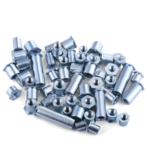 Thirty Pack Hex Head Galvanized Carbon Steel Through Hole Rivet Nut Columns Deep Knurled Threads Burr Clean Polish Top Shelf Build No Sweat Installation Rock Solid Mechanical Grip