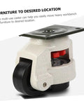 Smooth Rolling Heavy Duty 4 Pack Swivel Casters With Adjustable Leveling Feet And Rock Solid Flat Base Plates Built Just For Utility Workbenches And Serious Shop Furniture Projects, single swivel caster detail.