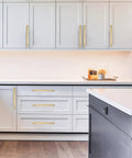 Champagne Bronze Solid Cabinet Pulls Set Of Ten, 5 Inch Center To Center Heavy Duty Cabinet Handles in modern kitchen