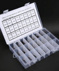 Elastic Cylindrical Pin Set 240 Pieces Carbon Steel Hollow Positioning Pins organized in box for precise assembly