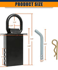 Beefy Heavy Duty Trailer Stake Pocket D Ring with Removable Adjustable Design 5400 Lb Working Load, shown with dimensions.