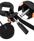 Killer Heavy Duty Strap Clamps For Woodworking Projects Badass Corner Bands with four locking jaws and a black strap.