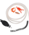 Reliable Manual Gasoline Transfer Pump With Durable Siphon Hose System Tapered接口 Secure Grip No Clamps Needed 8.2ft Long components including pump, tubing, and fittings.