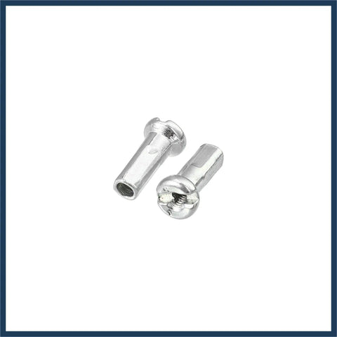 Close-up of nipples from 40Pcs 14G Bicycle Steel Spokes 292mm Length With Nipples Wheel Spoke Kit For Most Bikes Replacement And Upgrade For Stronger