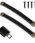 Two Leather Drawer Pulls With Mounting Screws Included For Drawers Cabinets Luggage Trunks And Suitcases, modern design, black PU leather
