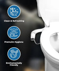 Ultra Slim Self Cleaning Toilet Bidet Attachment With Separate Rear And Feminine Nozzles, travel bidet visible