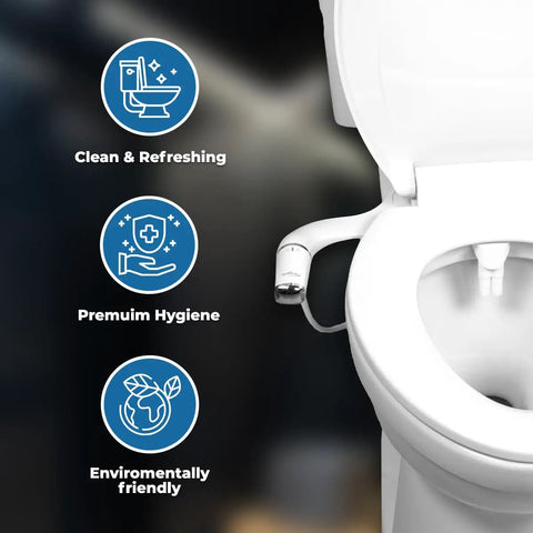 Ultra Slim Self Cleaning Toilet Bidet Attachment With Separate Rear And Feminine Nozzles, travel bidet visible