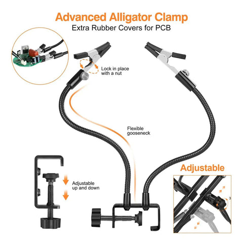 Third Hand Soldering Station With Adjustable Gooseneck Arms And PCB Holder Welding Help Tool for Electronics Repair detail