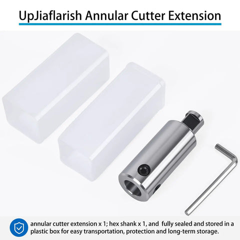 Beefy 3/4 Inch Weldon Shank Extension For Annular Cutters Cranks Magnetic Drill with protective plastic storage.