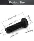 The Real Deal 5 Pack M12 X 40 MM Left Hand Hex Bolts Premium 12.9 Grade Carbon Steel Reverse Thread Fasteners Heavy Duty Industrial Hardware Built Damn Tough For Garage Jobs with dimensions.