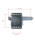 Beefed-Up Garage Door Side Lock For 2 Or 3 Inch Track, Easy Install Slide Lock To Secure Your Door, Fits Most Doors, Includes One Slide Lock, Built Tough For Peace Of Mind, showing dimensions.
