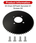 35 chain 60 tooth rear sprocket with screws for go karts mini bikes 79cc 212cc 420cc engines heavy duty durable steel