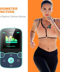 Running woman using 32GB Clip On MP3 Player With Bluetooth 5.3 For Sports, A65 Pedometer Music Player, demonstrates pedometer feature
