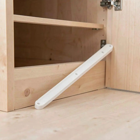 6 PCS ABS Plastic Drawer Slides 11.7 Inch Side Mount Rails For Cabinets shown installed in a wooden cabinet, highlighting quiet glide features.