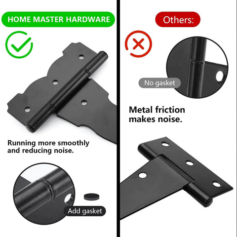 Comparison of 8 Inch Heavy Duty Decorative T Strap Hinge Rustproof Iron Black Gate Hinge With Screws to other hinges