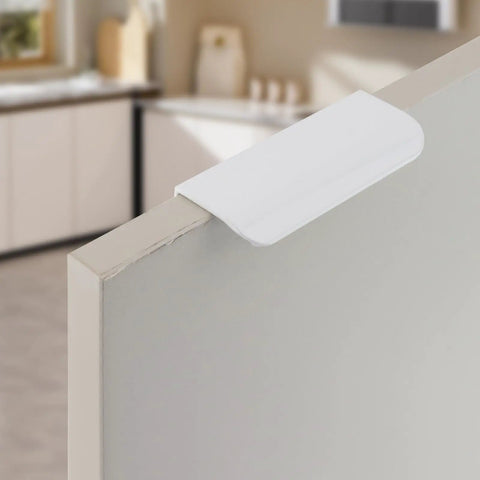 White 3.94 Inch Curved Edge Finger Pulls 10 Pack For Cabinets And Dressers 64mm Hole Centers Aluminum Alloy Back Mount Concealed Handles for cupboards