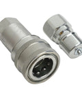 Hydraulic Coupler Set G 3 8 Female Pipe Fitting Carbon Steel High Pressure Sealing Auto Close Prevents Leaks Rustproof Thickened Steel For Harsh Environments Heavy Duty Performance Guaranteed For Pros Need Reliable Gear Every Single Day Without Fail, close-up of two couplers