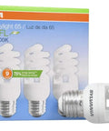 CFL T2 Twist Light Bulb 60W Equivalent 13W 800 Lumens Daylight 6500K 3 Pack box and bulb displayed