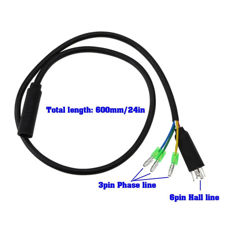 9Pin 12-72V Hub Motor Extension Cable Waterproof Connector With Plug 60cm Length Fits Electric Bicycle Motors Compatible With 250W To 1200W E Bike Motors Weatherproof And Easy Plug And Play Harness