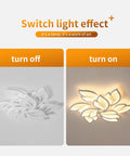 Dope Modern LED Ceiling Light Dimmable Flower Shape Flush Mount 9 Head Acrylic Petals Chandelier Lighting showing on-off effect