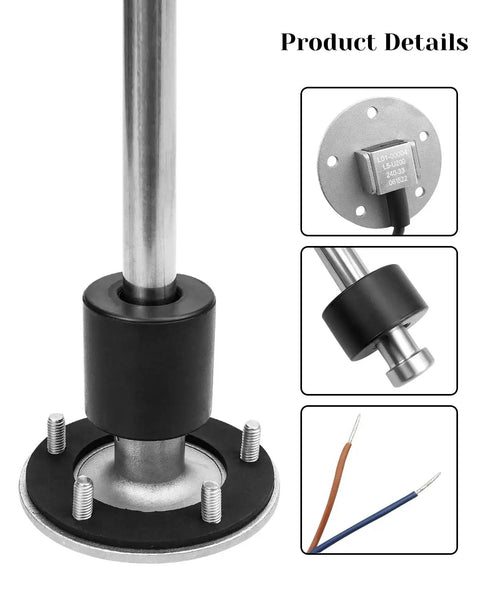 240-33 Ohms 8 Inch Fuel Level Sending Unit For Marine Boat Truck Car Fuel Water Level Gauge Sensor Stainless Steel 316 Tank Sender With Five Hole Mount, stainless sender base and wires