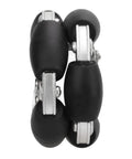 48mm double aluminum alloy omni wheel with black rollers and silver brackets, four-pack