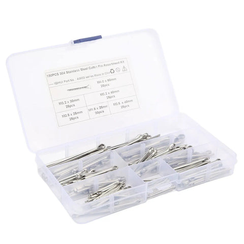 Cotter Pin Kit 150 Pcs Stainless Steel 304 Hairpin Fasteners 6 Size Assortment M1.6x25 M2.5x25 M2.5x40 M3.2x30 M3.2x40 M4x60