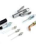 Eight Piece Grease Gun Tips Kit With Needle Nozzles Dispenser Lock And Lube Coupler Attachments Bearing Packer Elbow Adapters Zerk Fittings Cleaner
