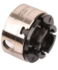 3-3/4 Inch 4-Jaw Self-Centering Wood Lathe Chuck with 2 Inch Round Jaw, nickel-coated body, side view
