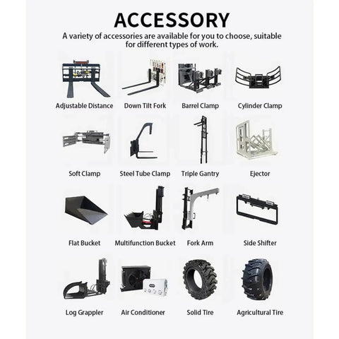 Various accessories for Heavy Duty Electric Forklift With LED Light And Safe Driving Axle For Warehouse And Outdoor Site Material Transport