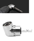 105° right-angle screwdriver bit adapter with hex shank, chrome-plated steel
