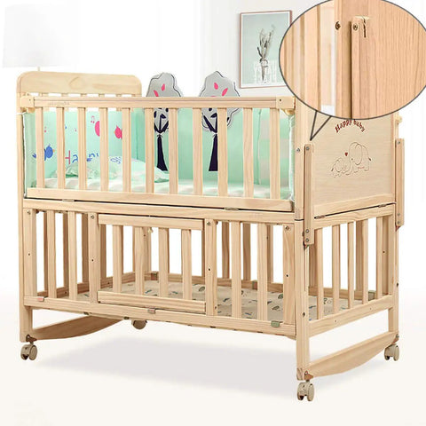 Wooden crib with 54 Piece Crib Screws And Nuts Kit With Hex Socket Cap Screws, Barrel Nuts, and Wooden Dowels for assembly