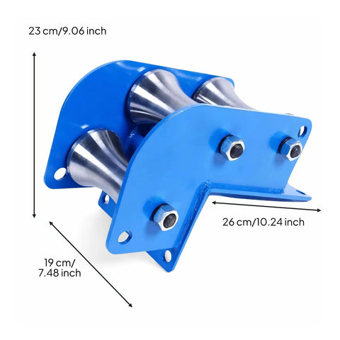 Heavy Duty Cable Pulley Roller Guide Block With Bolted Bracket Steel For Utility Work And Construction 160 By 100mm, blue, 3-wheel