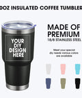 Top Shelf Personalized Stainless Steel Tumbler 30 Oz Double Wall Insulated Travel Coffee Cup with secure lid and reusable straw.