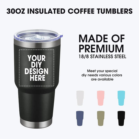 Top Shelf Personalized Stainless Steel Tumbler 30 Oz Double Wall Insulated Travel Coffee Cup with secure lid and reusable straw.